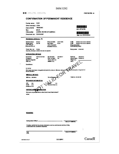 Form Imm Confirmation Of Permanent Residence Forms Docs