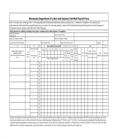 Free 9 Sample Certified Payroll Forms In Pdf Excel Word