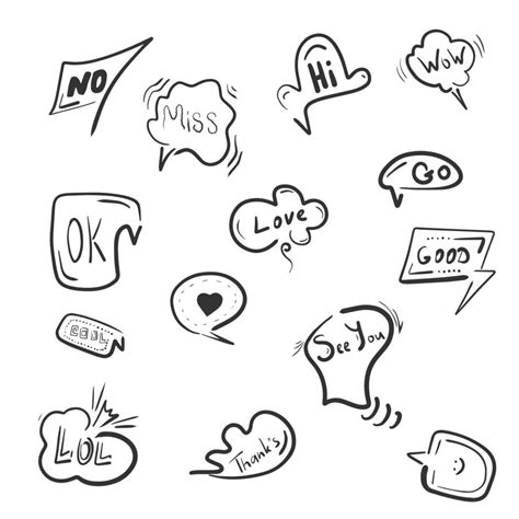 Hand Drawn Comic Speech Bubbles With Popular Message Words Vector Collection 2533447 Vector Art