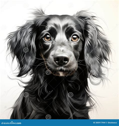 Commissioned Illustration of a Black Dog with Long Hair in Rob Hefferan