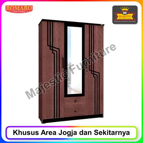 Lemari Pakaian 3 Pintu Cermin Romaro LPP 32 LY 120 X 43 X 180 Cm