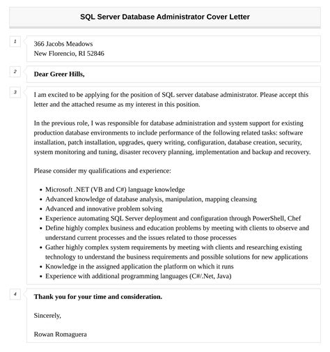 Sql Server Database Administrator Cover Letter Velvet Jobs