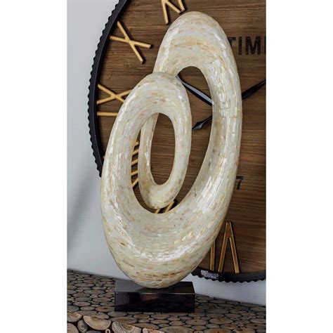 Litton Lane White Mother Of Pearl Swirl Abstract Sculpture With Black