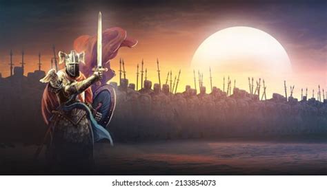 General Leading Crusaders Knights Into War Stock Illustration