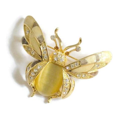 Large Bumble Bee Enamel And Rhinestone Brooch Pin Insect Jewelry 29