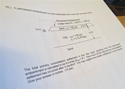 Solved A Permanent Embankment Is To Be Constructed Over Chegg