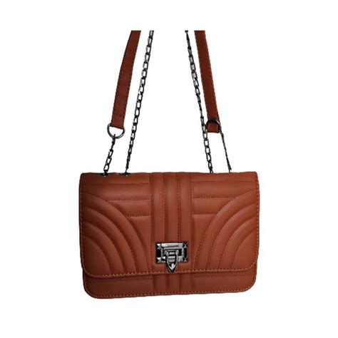 Bolso Cartera Mujer De Mano Hombro Acolchado Tipo Cuerina Marron