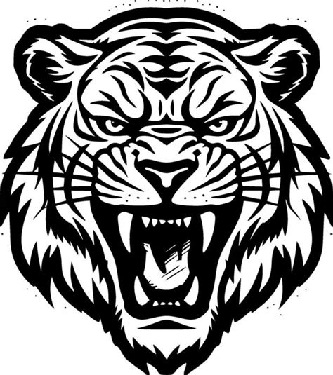 tiger head outline vector art icons  graphics