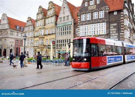 Bremen Tram AEG Adtranz GT8N Public Transport Obernstrasse Station In