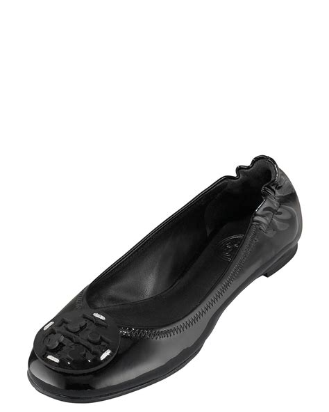 Tory Burch Reva Patent Ballet Flat Black In Black Lyst