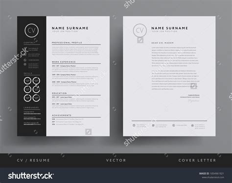 Professional Cv Resume Template Design Letterhead Stock Vector Royalty Free 1054961921