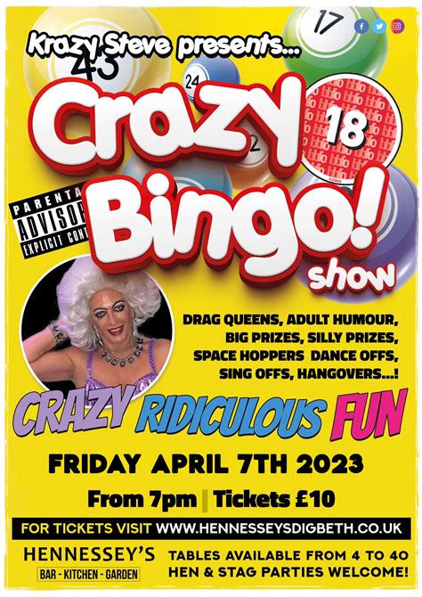 Crazy Bingo Hennesseys Bar Kitchen Garden