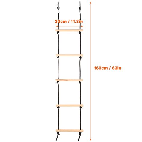 Outdoor Wooden Swing Rope Ladder with 2 Hooks Kids... – Grandado