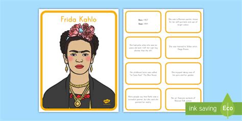 Frida Kahlo Fact Cards And Poster Art And History Twinkl