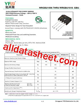 WRGBU1010 Datasheet PDF DONGGUAN YOU FENG WEI ELECTRONICS CO LTD