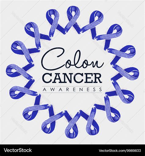 Colon Cancer Awareness Ribbon Design With Text Vector Image