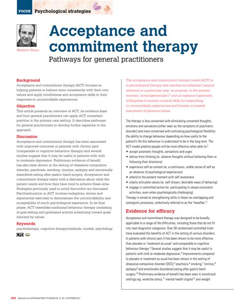 PDF Acceptance And Commitment Therapy Pathways For General Practitioners