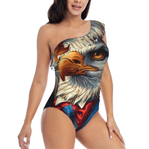 Picia Surreal Bald Eagle Gentleman Pattern Women's One Piece Swimsuits