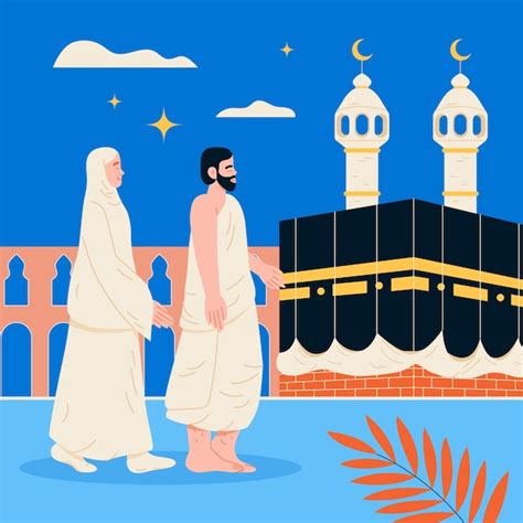 Free Vector People In Hajj Pilgrimage Illustration