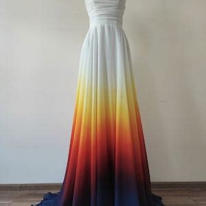 New Hand Painted Ombre Wedding Dress Sunset Wedding Dress Etsy