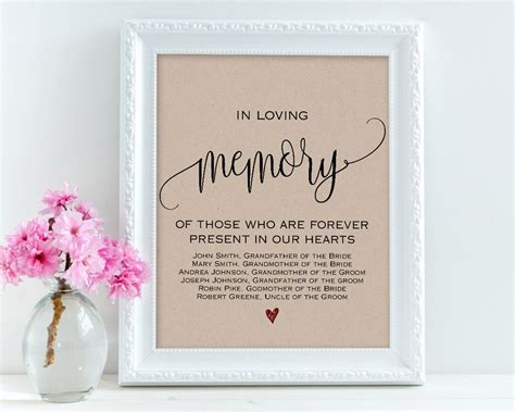 In Loving Memory Wedding Free Printable Printable Templates