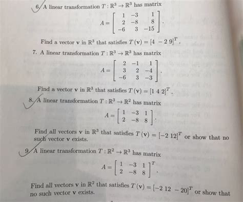 Solved 6 A Linear Transformation T R3 R3 Has Matrix 1 3