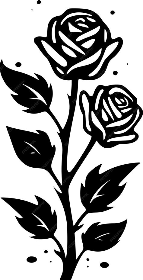 Premium Vector Roses Black And White Vector Illustration