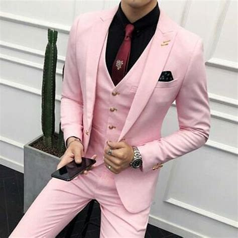 Men Suits Formal Fashion Pink Piece Wedding Groom Wear Coat Etsy