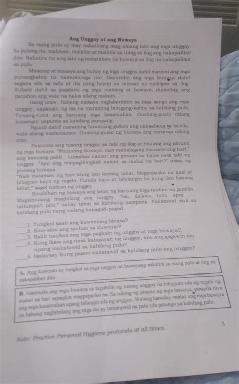 1 Tungkol Saan Ang Kuwentong Binasa 2 Sino Sino Ang Tauhan Sa