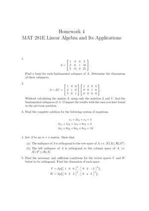 Linear Algebra Cheat Sheet 18 Linear Algebra Cheat Sheet