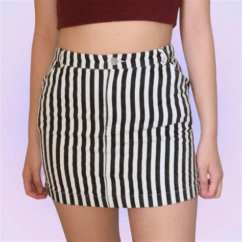 Womens Black And White Skirt Depop