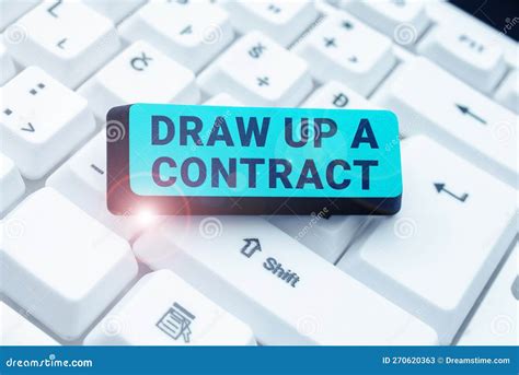 Hand Writing Sign Draw Up a Contract. Business Showcase Write a Business Agreement Cooperation ...