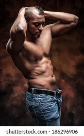 Naked Man Perfect Body Posing Jeans Stock Photo Shutterstock