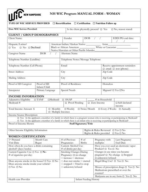 New Hampshire Nh Wic Program Manual Form Woman Fill Out Sign