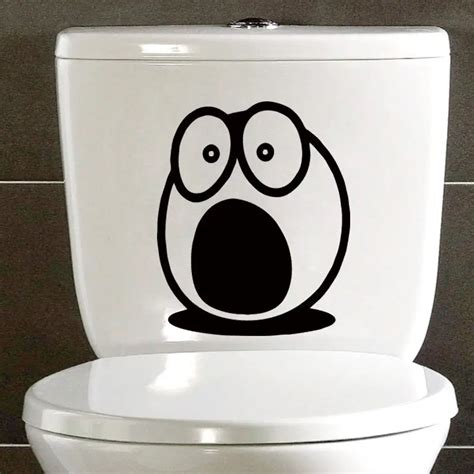 Funny Cartoon Face Toilet Stickers Vinyl Decals Wall Art Decor Washroom