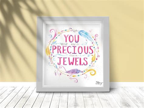 Printable Art You Are More Precious Than Jewels Watercolor Scripture