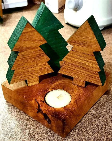 Oak Christmas Tree Tea Light Holder Etsy