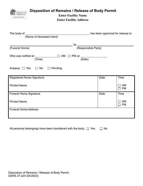 Dshs Form 27 220 Fill Out Sign Online And Download Printable Pdf