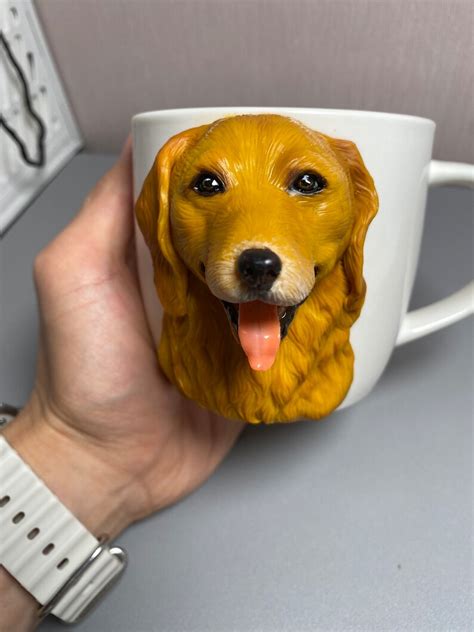 Custom Dog Mug Handmade Dog Cup Personalized Polymer Clay Dog Face On