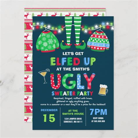 Ugly Sweater Party Invitation Christmas Elfed Up Artofit