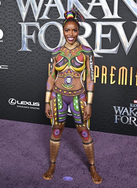 Janeshia Adams Ginyard S Chadwick Boseman Body Paint Popsugar Beauty