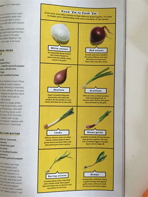 Onion Chart For Cooking