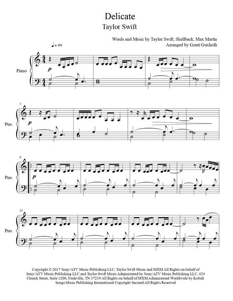 Taylor Swift – Delicate (Piano Solo) – Littlesheetmusic