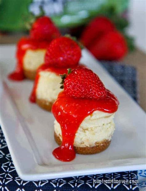 Mini Strawberry Cheesecakes • Love From The Oven