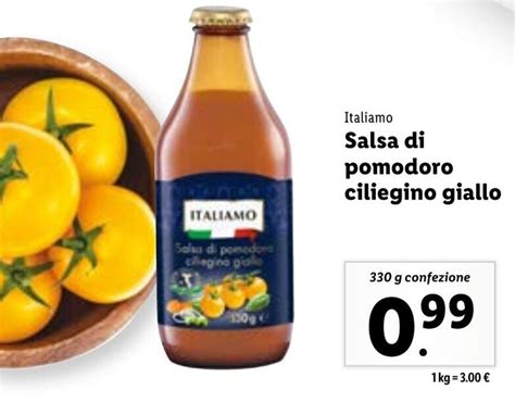 Offerta Italiamo Salsa Di Pomodoro Ciliegino Giallo 330 G Nel Volantino