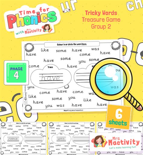 Phase 4 Tricky Words Treasure Hunt Game Group 2 Mrs Mactivity