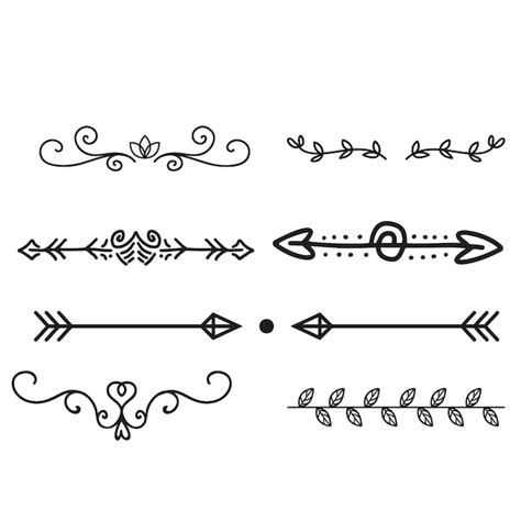 Divisores Vectoriales Dibujados A Mano Fronteras De L Neas Y Set De