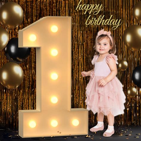 3ft Marquee Numbers Light Up Numbers 1 For 1st 16th 21st Birthday Decorations Big