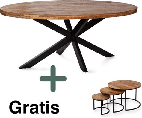 Zita Home Eettafel Thom Gratis Salontafel Set Van 3 Ovaal 240 X 100