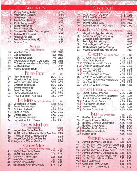 Menu at China Cafe, Louisville, Preston Hwy